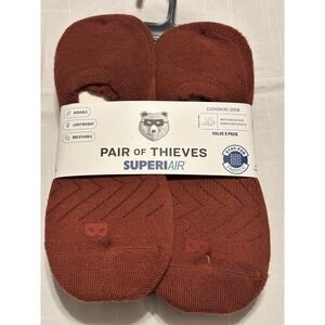 Pair of Thieves Men's Super Air No Show Socks 6 Pack Cushioned Brown Mineral Red